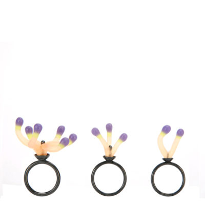 3 polyps rings, Polyps, jenny llewellyn, silicone jewellery, silicone, silicon