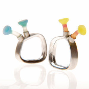 Polyps rings, square rings, silicone jewellery, Jenny llewellyn, luminescent silicone and precious metal jewellery