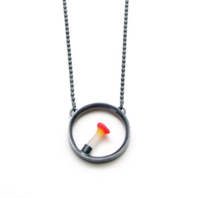 round polyps pendant, oxidised silver, Polyps, jenny llewellyn, silicone jewellery, silicone, silicon