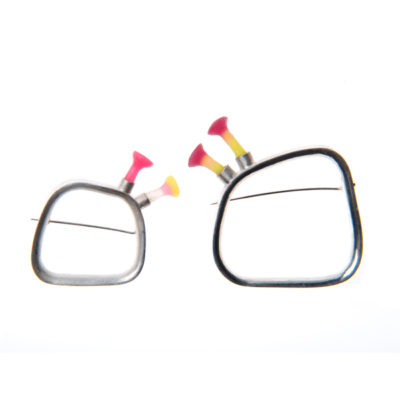 square polyps brooch, silver, Polyps, jenny llewellyn, silicone jewellery, silicone, silicon