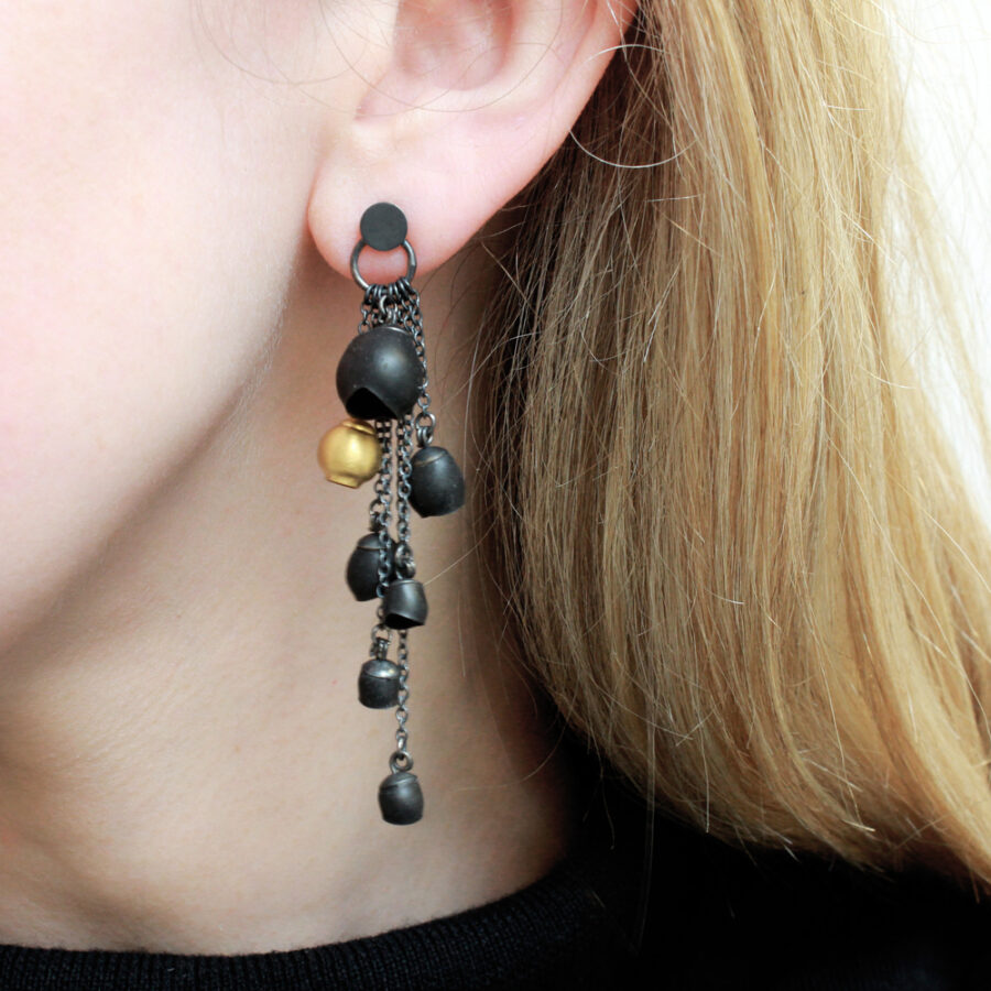 Chromophobia Cascade earrings black Silicone jewellery Jenny Llewellyn