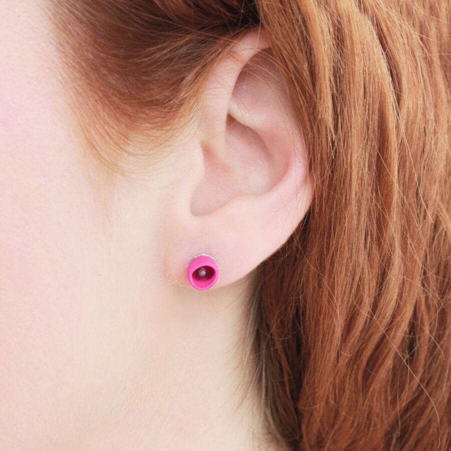 1 cup studs worn pink silver by Jenny Llewellyn