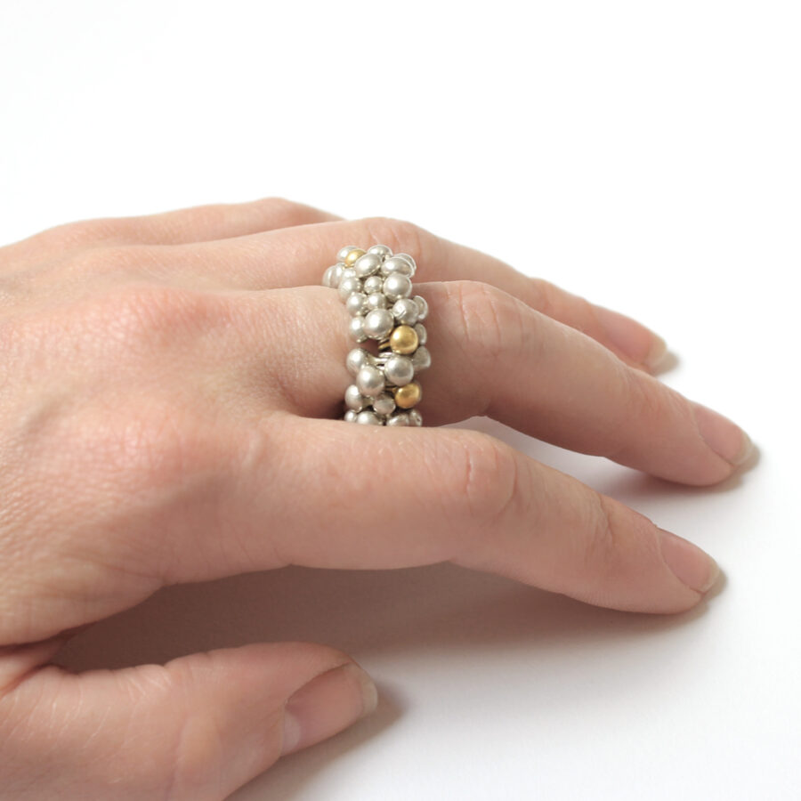 Corilia multi booble ring silver and 9ct yellow gold