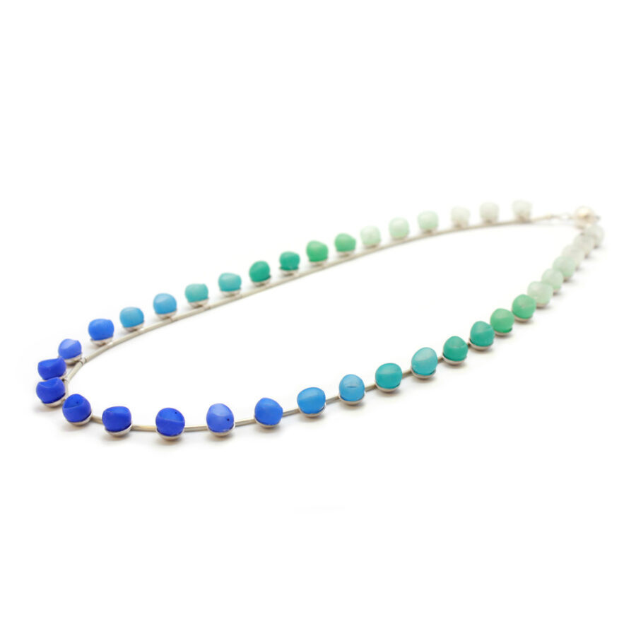 Colourfade Plume necklace blue fade silver
