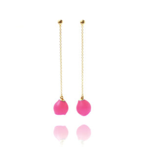 Long chain drops, jenny llewellyn, silicone jewellery, gold, pink