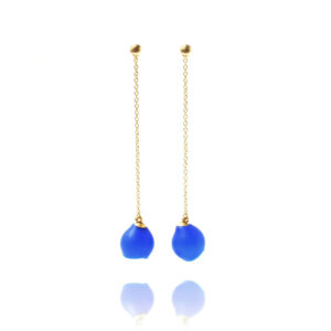 Long chain drops, jenny llewellyn, silicone jewellery, gold, blue