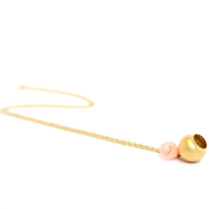 Plume, 2 cup pendant, jenny llewellyn, silicone jewellery, gold plate, pastel peach