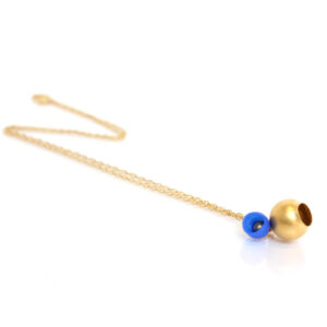Plume, 2 cup pendant, jenny llewellyn, silicone jewellery, gold plate, blue
