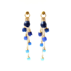 Navy cascade earrings gold plate by Jenny Llewellyn