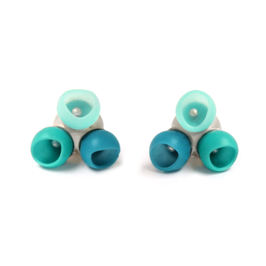 Sea green fade 3 cup studs by Jenny Llewellyn silicone jewellery