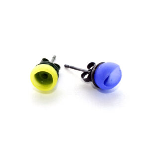 Mix up look sharp, mix and match, jenny llewellyn, silicone jewellery, 1 cup studs, blue, yellow