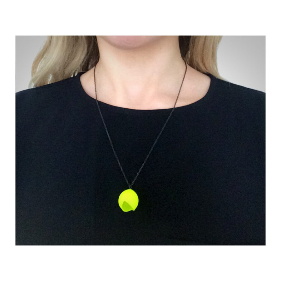 Yellow silicone pendant worn