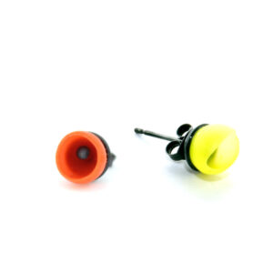Mix up look sharp, mix and match, jenny llewellyn, silicone jewellery, 1 cup studs, yellow, orange