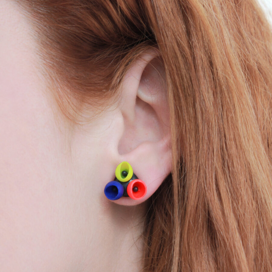 3 cup studs primary colours worn