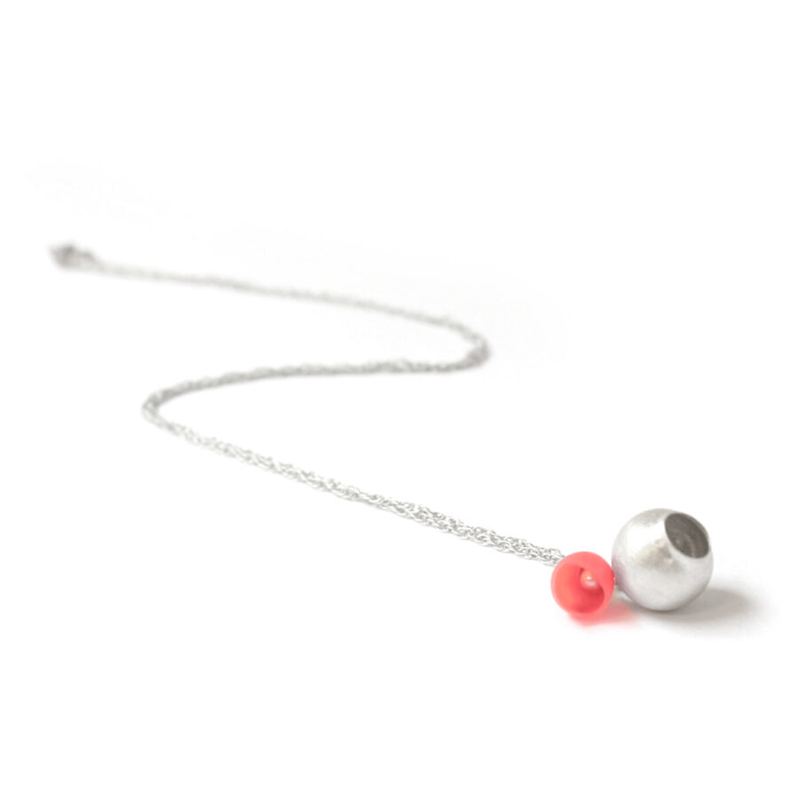 Plume 2 cup pendant silver-coral