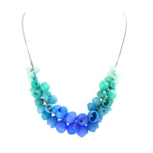 small cluster necklace blue