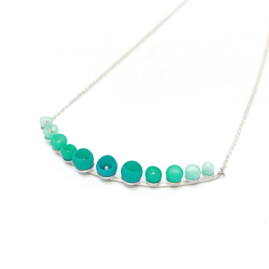 Crescent pendant silver Sea Green fade 2