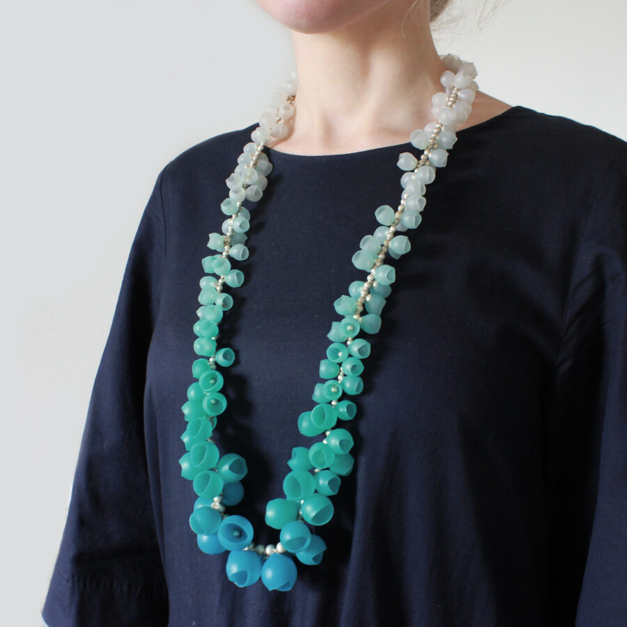 Long graduating silicone necklace Sea green fade by Jenny Llewellyn