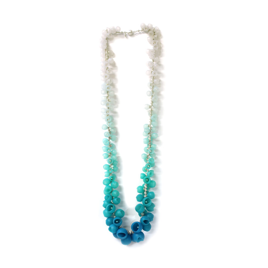 Long graduating necklace Sea green fade 2