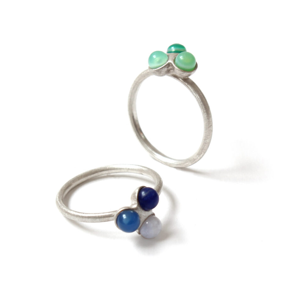 Green and blue fade trio ring