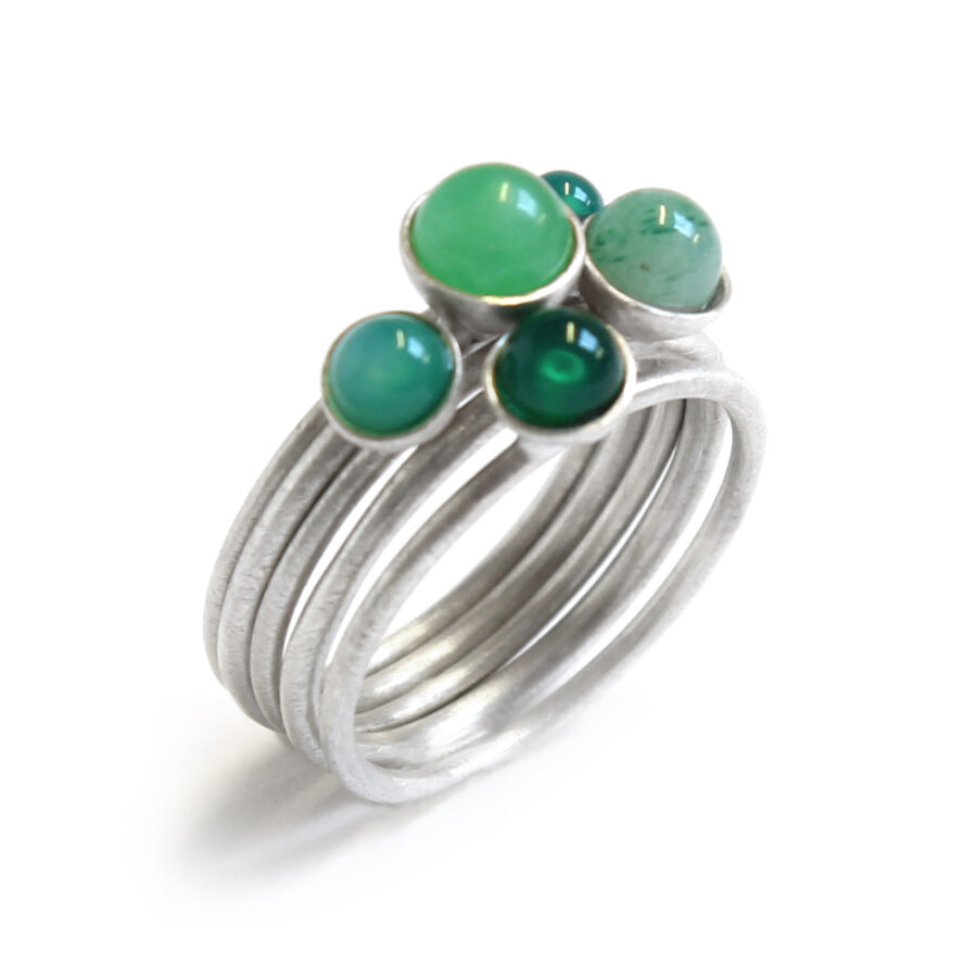 Green fade ring set stacking rings