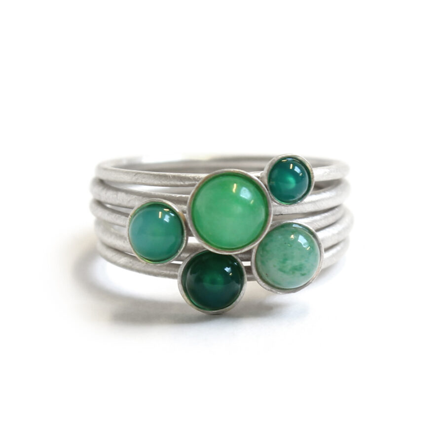 Green fade ring set stacking rings