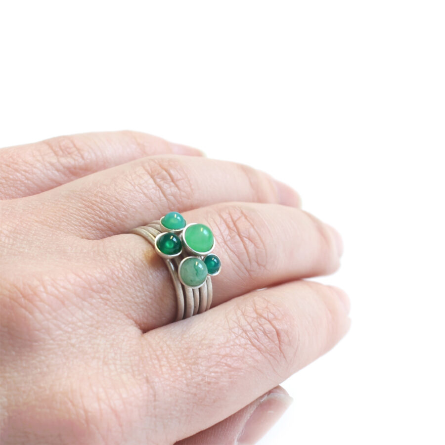 Green fade ring set stacking rings