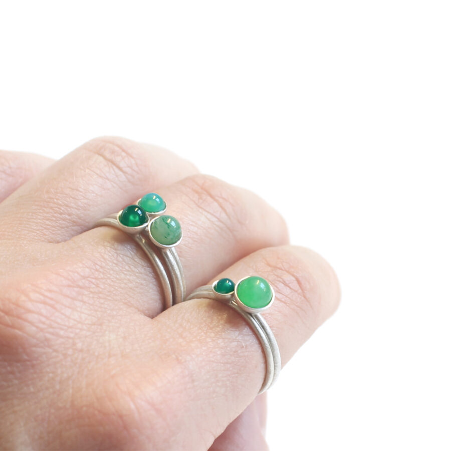 Green fade ring set stacking rings
