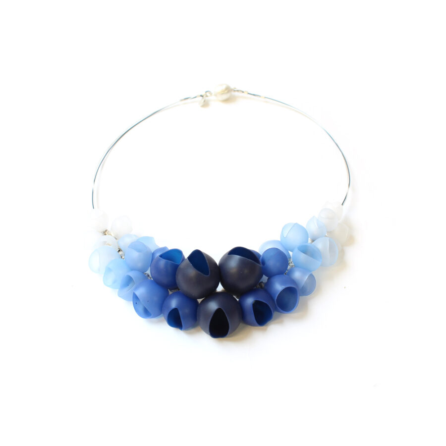 Large Navy fade half cluster necklace