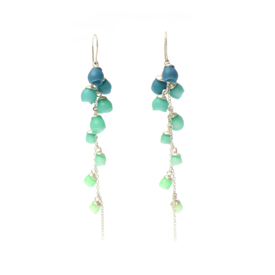 Single Cascade earrings Teal fade