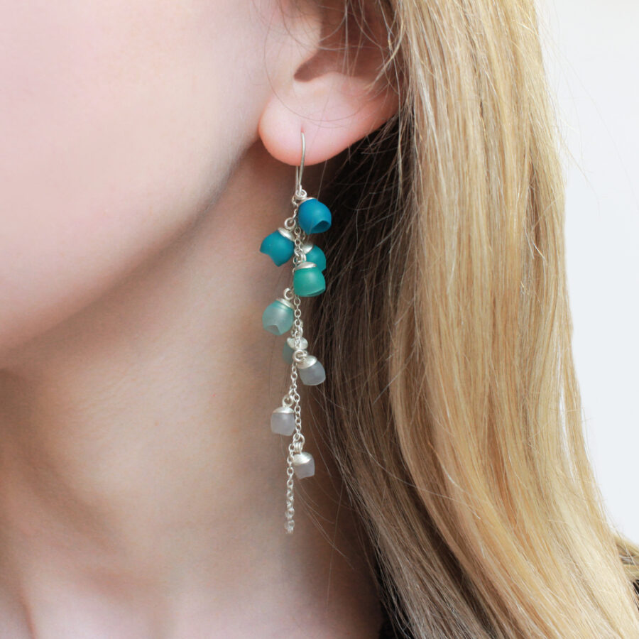 Single cascade earrings silicone jewellery Jenny Llewellyn