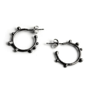 small oxidised silver hoops