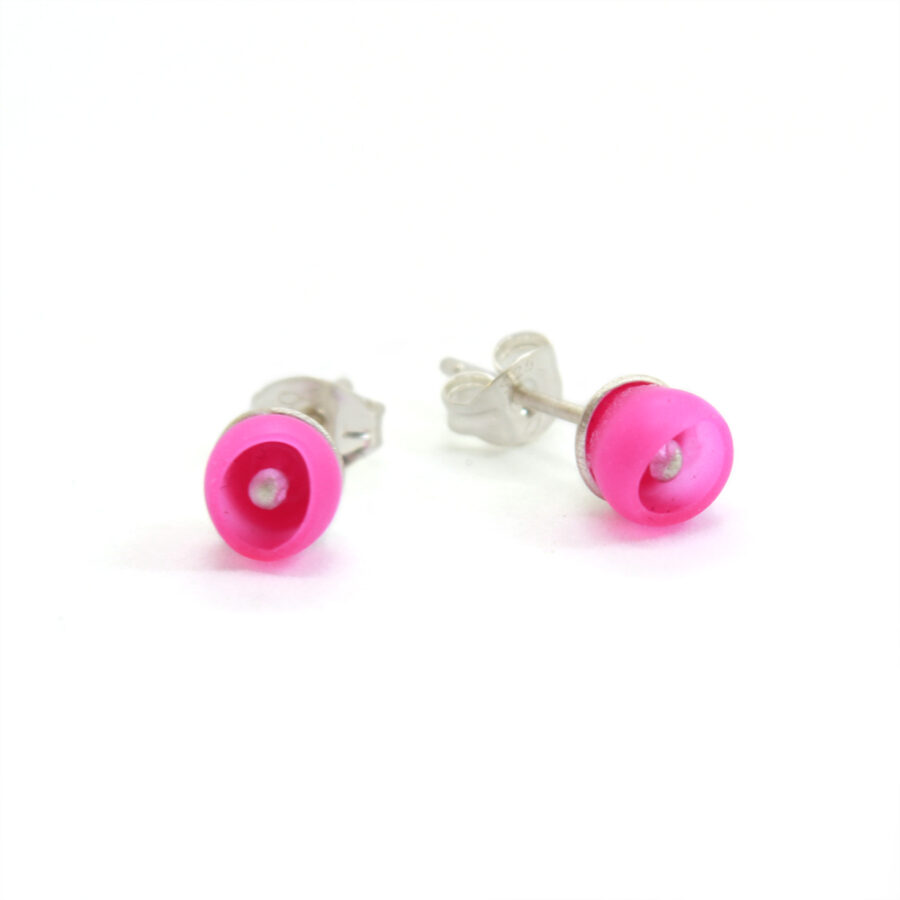 Mini plume earrings pink silver