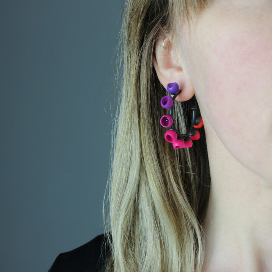 Rainbow hoops by Jenny Llewellyn silicone jewellery