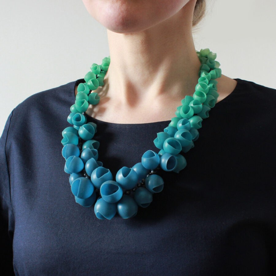 Teal turquiose fade graduating necklace by Jenny Llewellyn