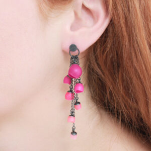 Plume cascade earrings oxidised
