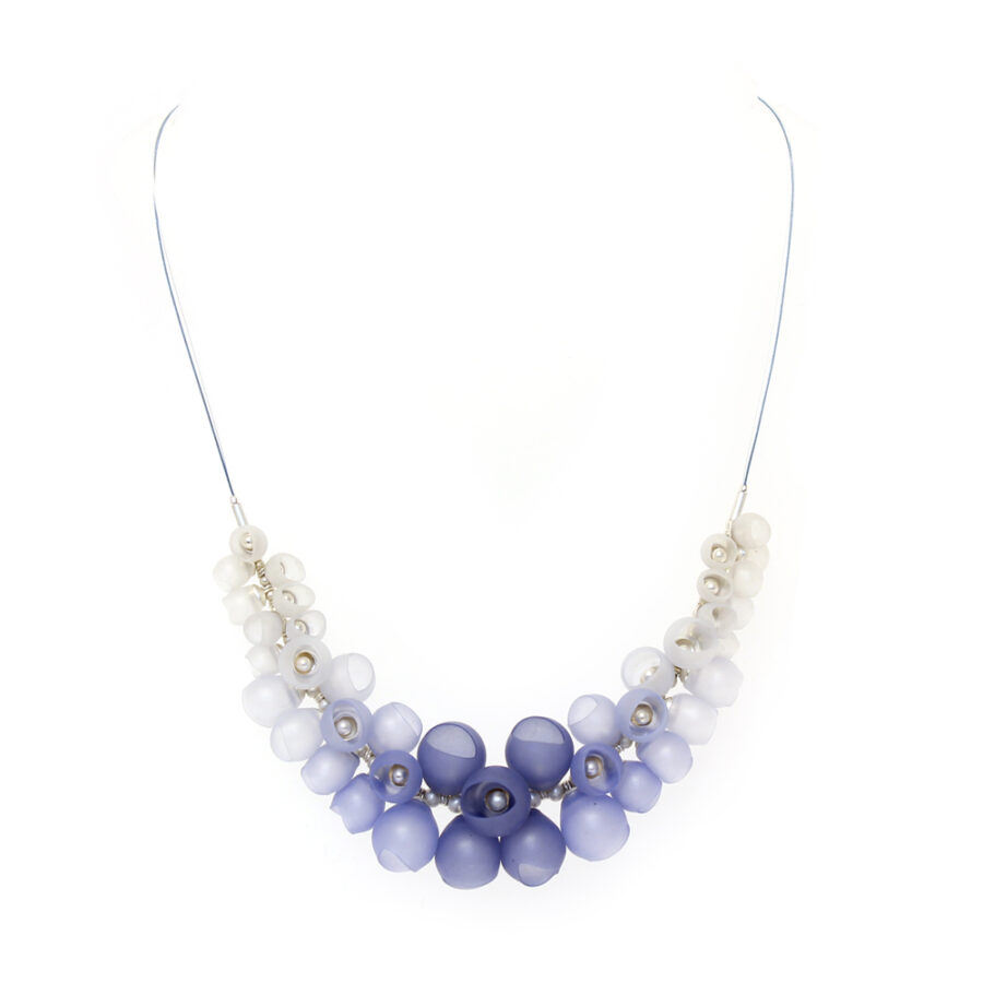 Small cluster necklace silver pale navy fade by Jenny Llewellyn