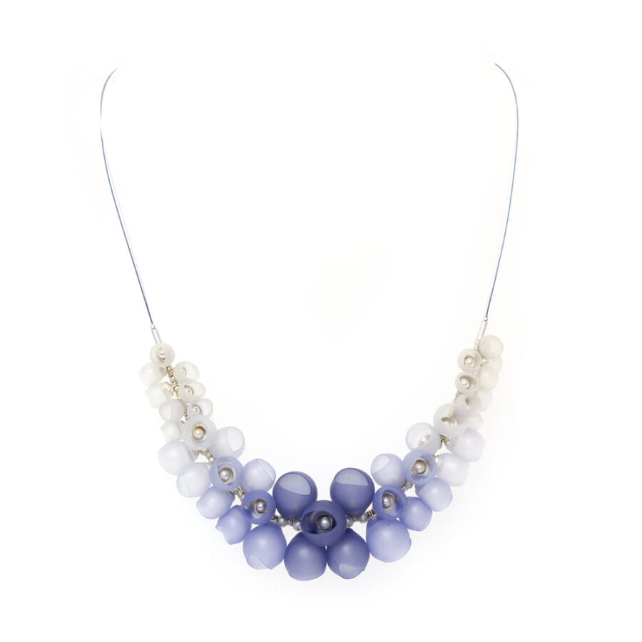 Small cluster necklace silver pale navy fade by Jenny Llewellyn