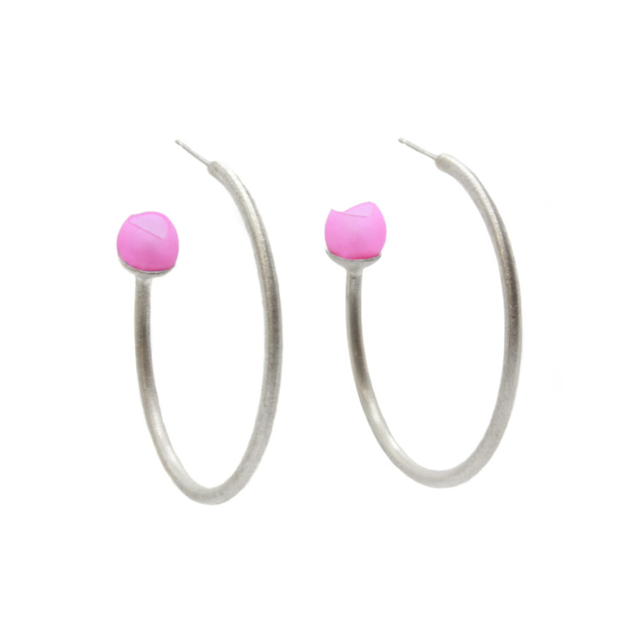 large silver hoops pink by Jenny Llewellyn