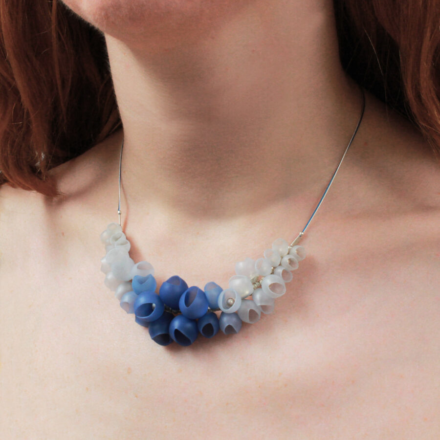 Small Half Cluster Necklace - Navy - Image 2