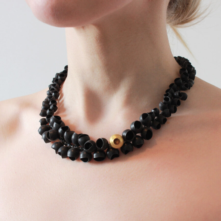 Chromophobia Mini cluster necklace Black silicone jewellery by Jenny Llewellyn