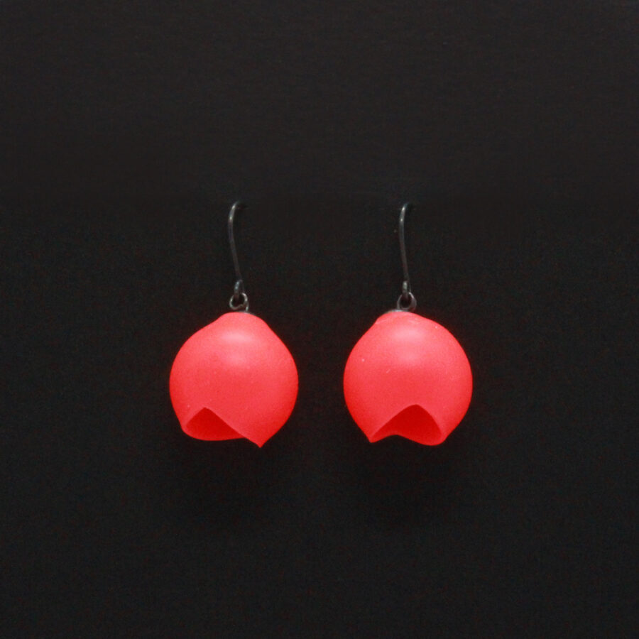 flouro red orange drop earrings by Jenny Llewellyn