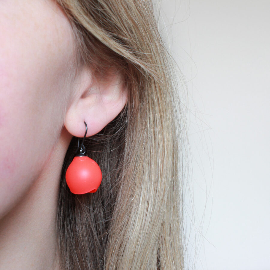 flouro red orange drop earrings by Jenny Llewellyn