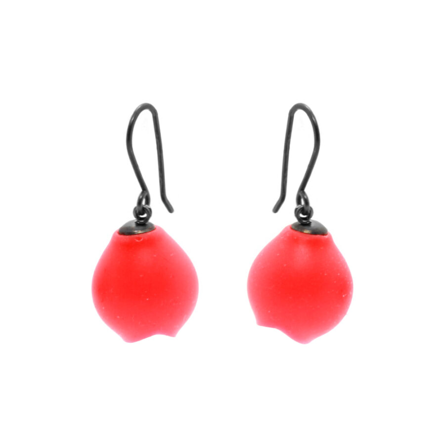 flouro red orange drop earrings by Jenny Llewellyn