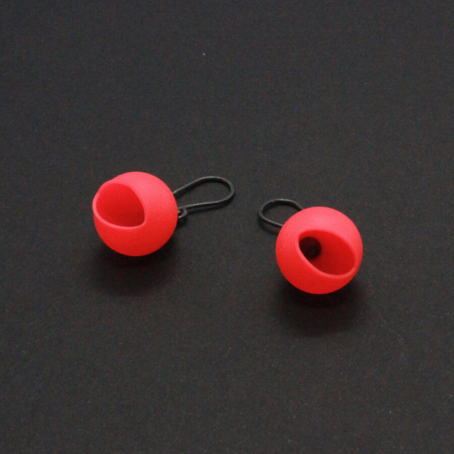 flouro red orange drop earrings by Jenny Llewellyn