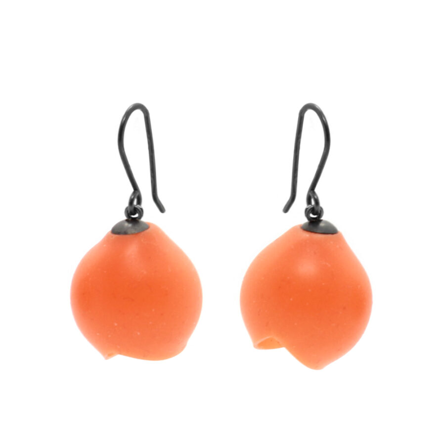 orange drop earrings silicone jewellery by Jenny Llewellyn