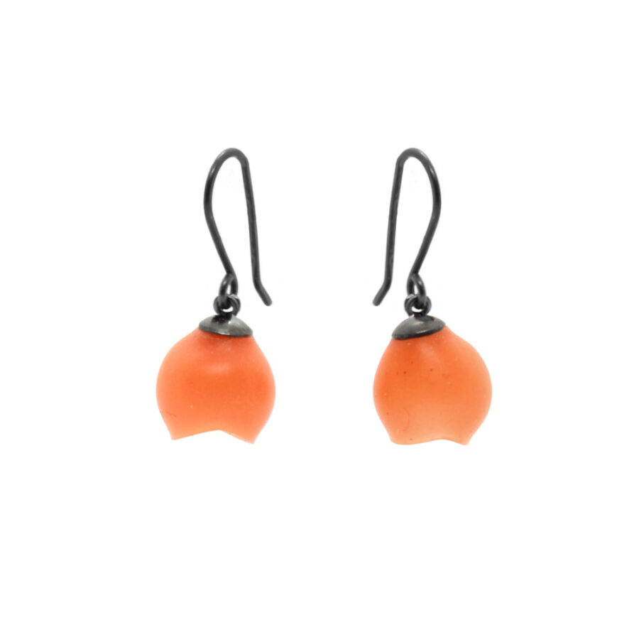 orange drop earrings silicone jewellery by Jenny Llewellyn