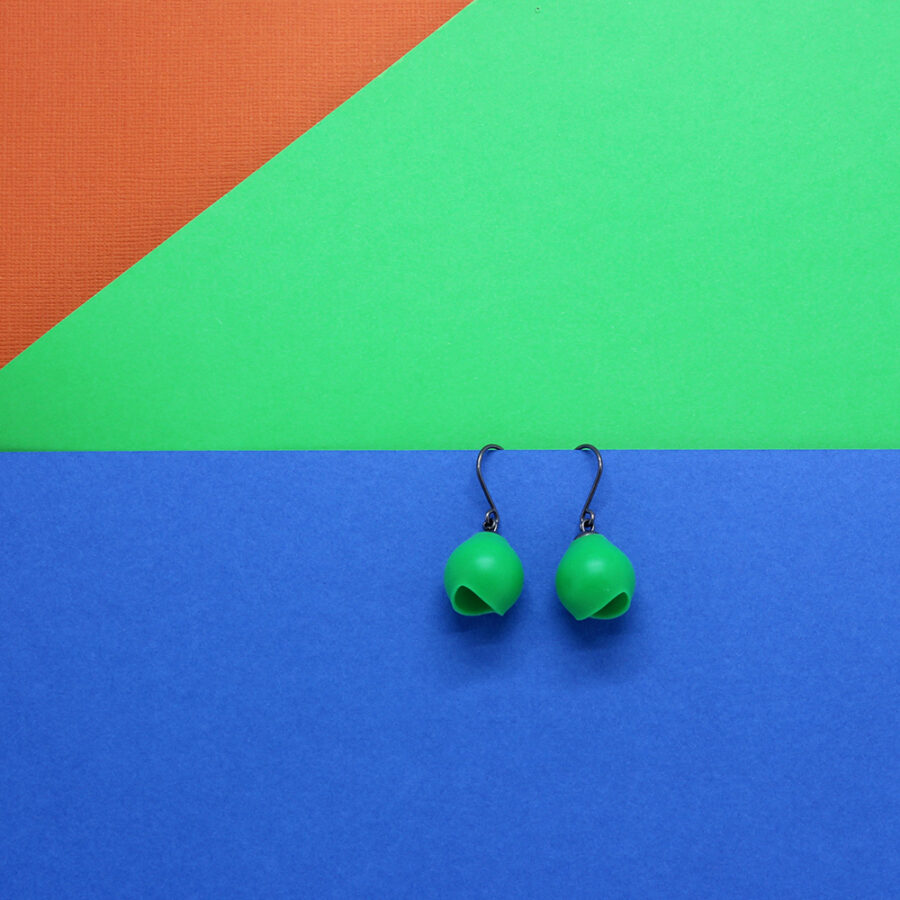 5b Green earrings Single drops hooks Medium 1