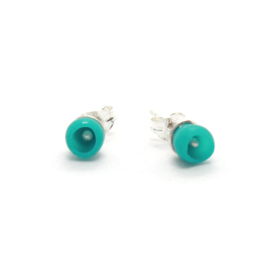 Mini 1 cup studs bright Sea Green silver Jenny Llewellyn