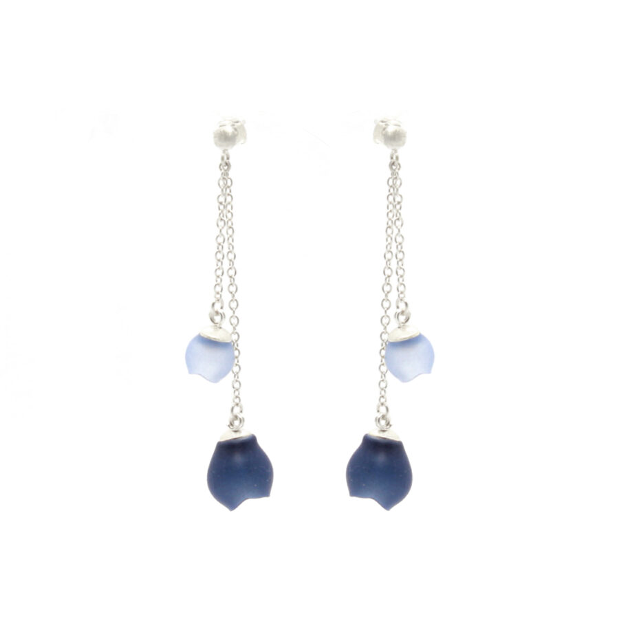 Navy small Plume double chain drops By Jenny Llewellyn